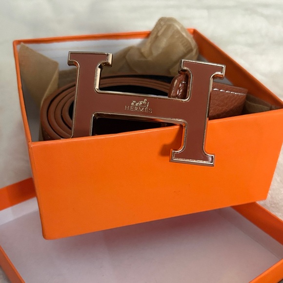 Hermes Other - Hermes Brown Belt with Gold Buckle